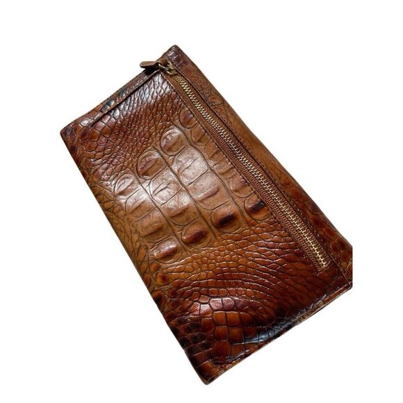 Brahmin Toasted Almond Leather Collection Crocodile Tri-fold Wallet - Picture 12 of 13